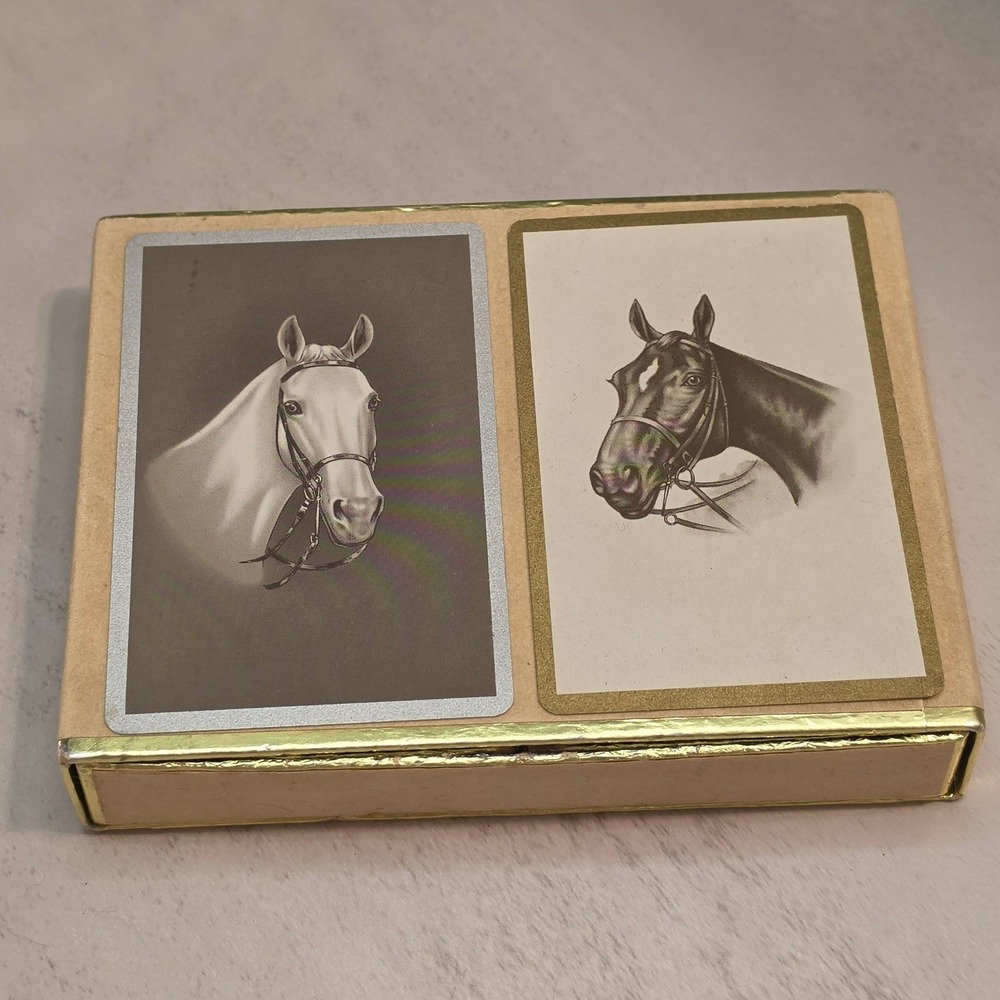 Vintage Garfinckel's Playing Cards Double Deck Equestrian Horse Portraits Boxed